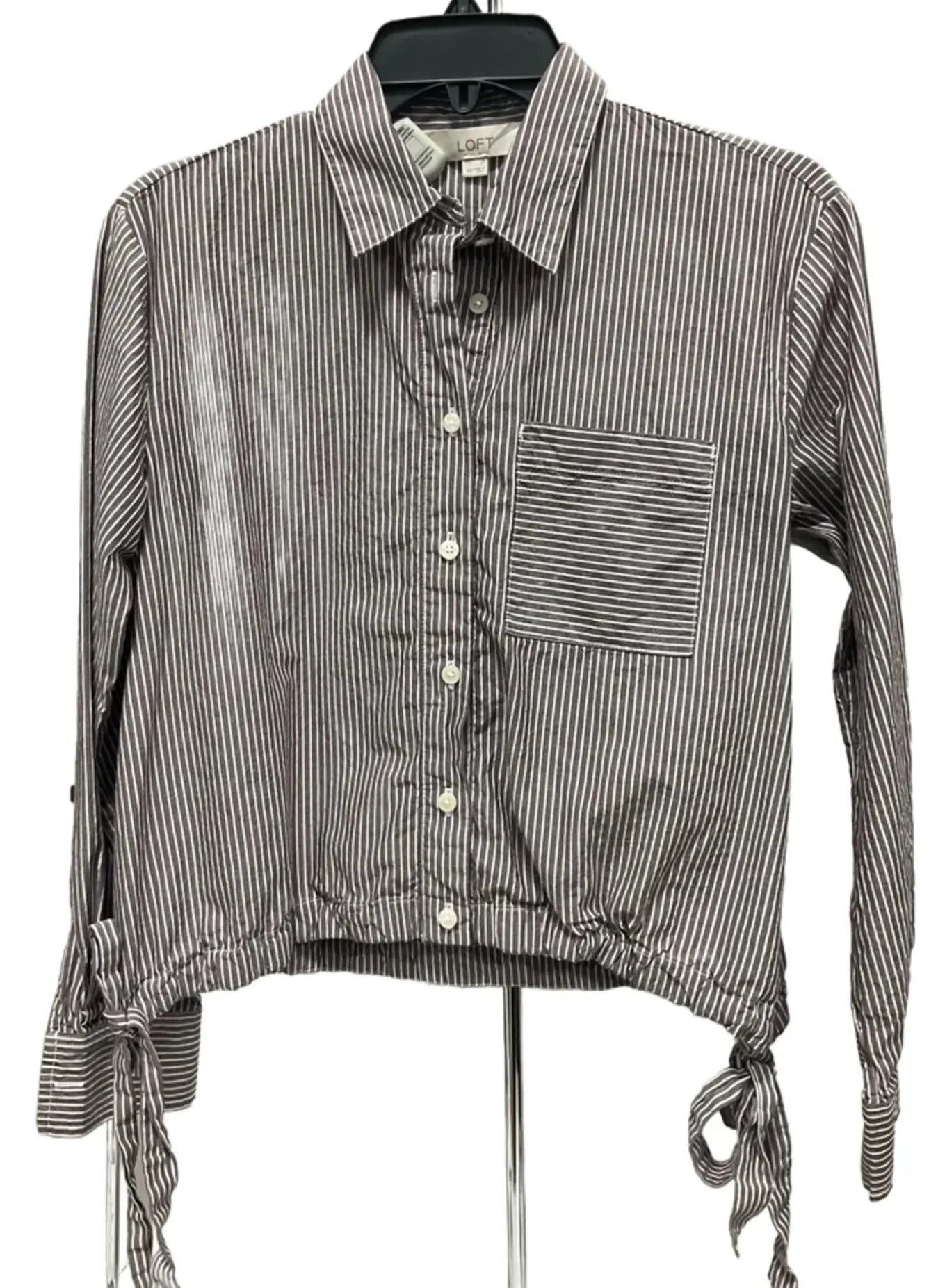 Top Long Sleeve By Loft In Brown & White, Size: Xs