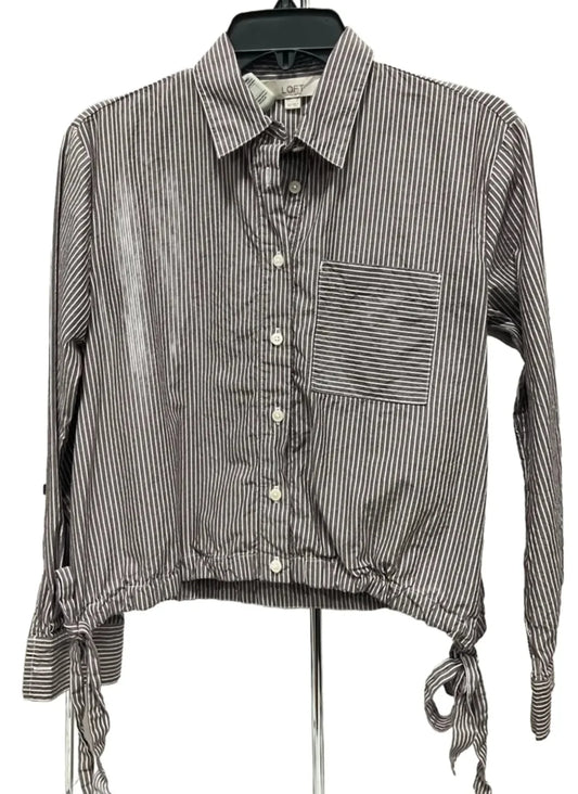 Top Long Sleeve By Loft In Brown & White, Size: Xs