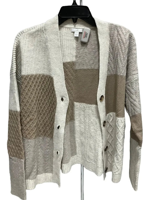 Sweater Cardigan By J. Jill In Tan & White, Size: S