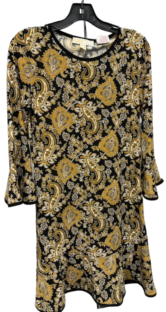 Dress Casual Midi By Michael By Michael Kors In Black & Yellow, Size: S