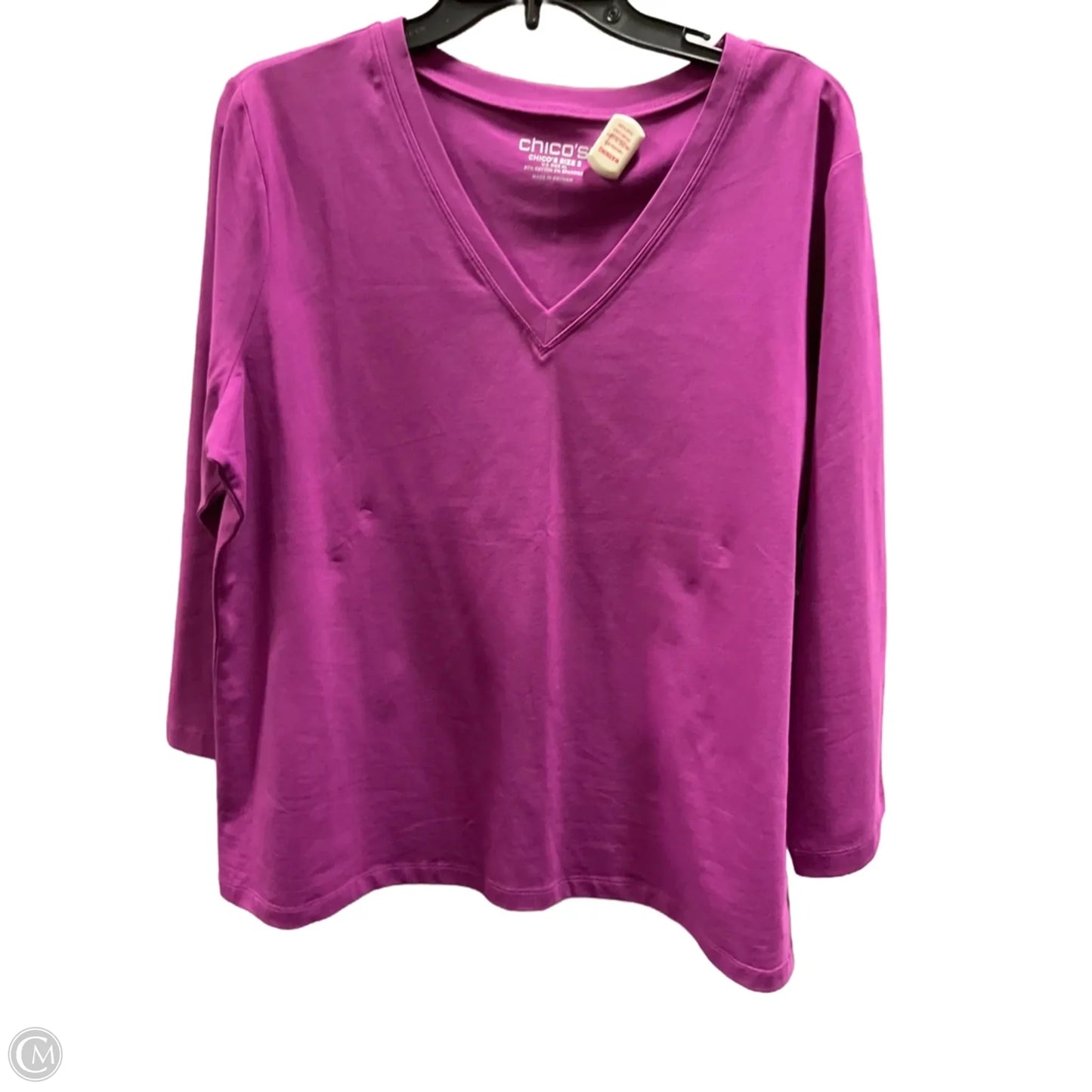 Top 3/4 Sleeve Basic By Chicos In Purple, Size: Xl