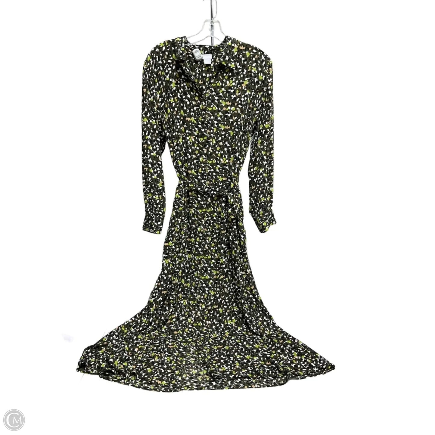 Dress Casual Midi By Chicos In Black & Green, Size: 12