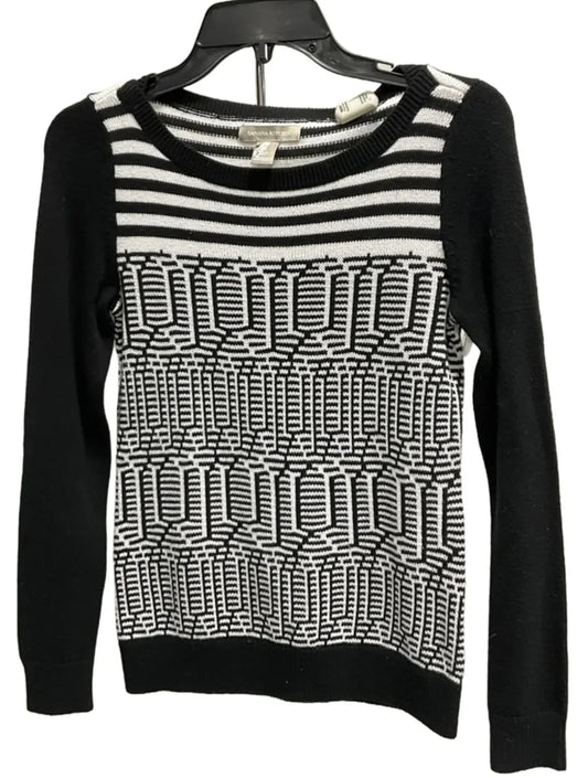 Top Long Sleeve By Banana Republic In Black & White, Size: Xs