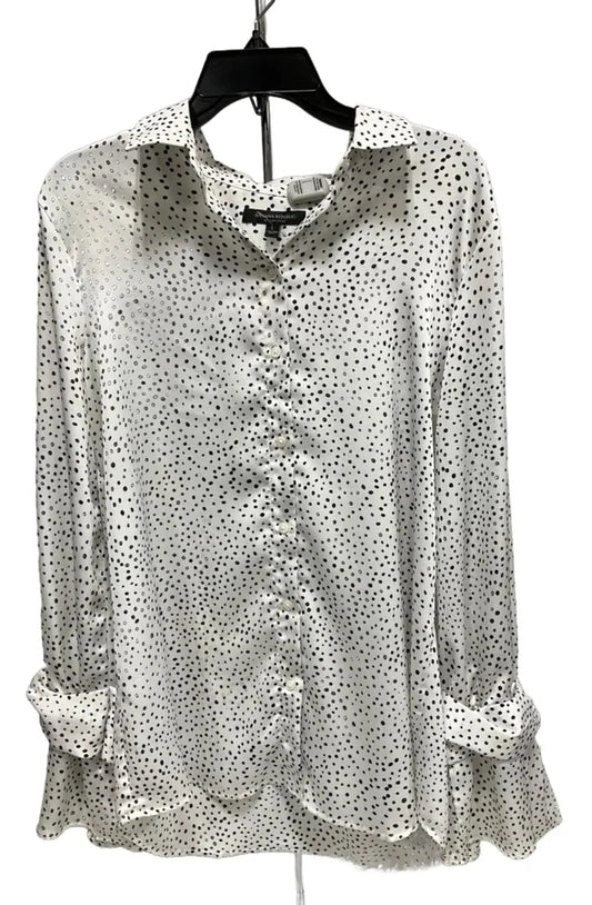 Blouse Long Sleeve By Banana Republic In Polkadot Pattern, Size: L