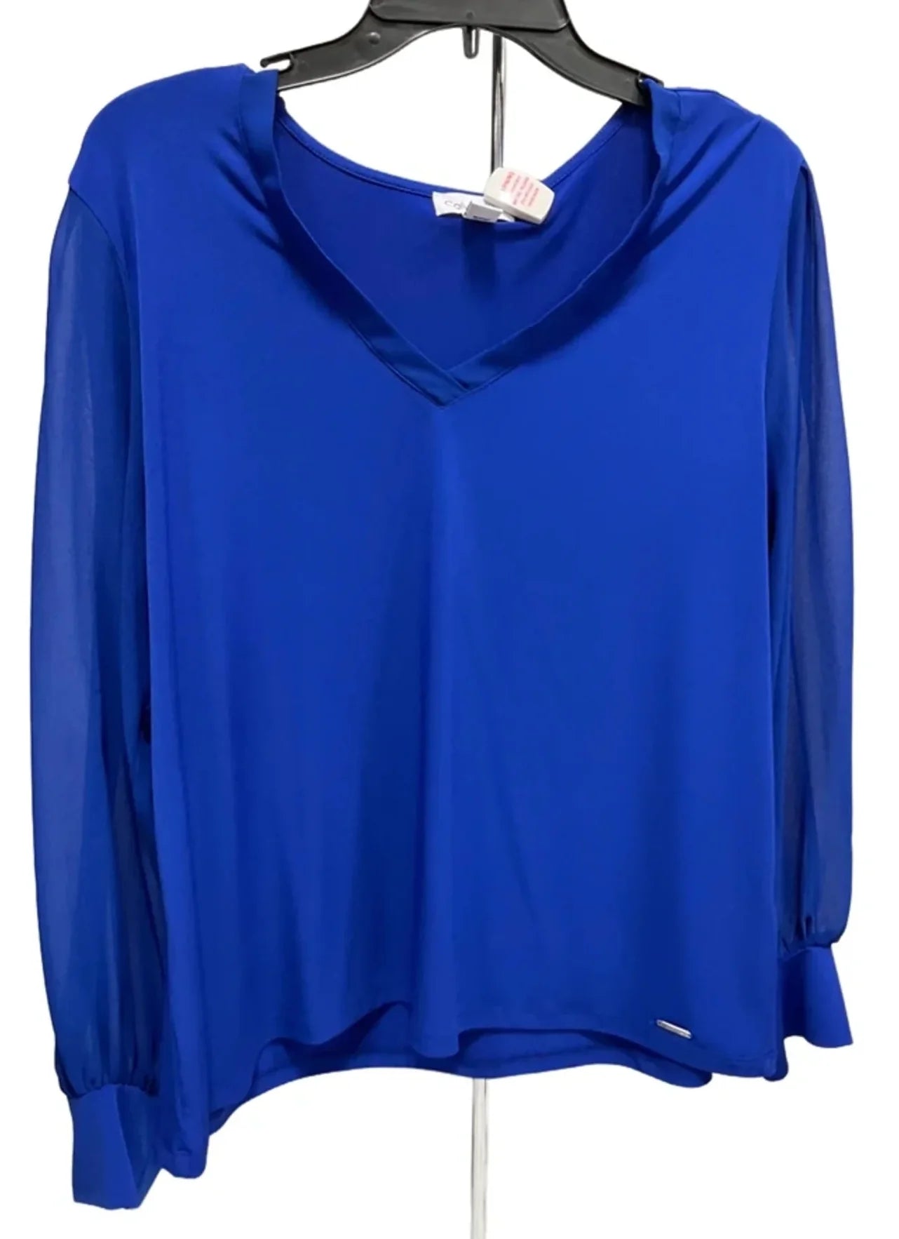Top Long Sleeve By Calvin Klein In Blue, Size: Xl