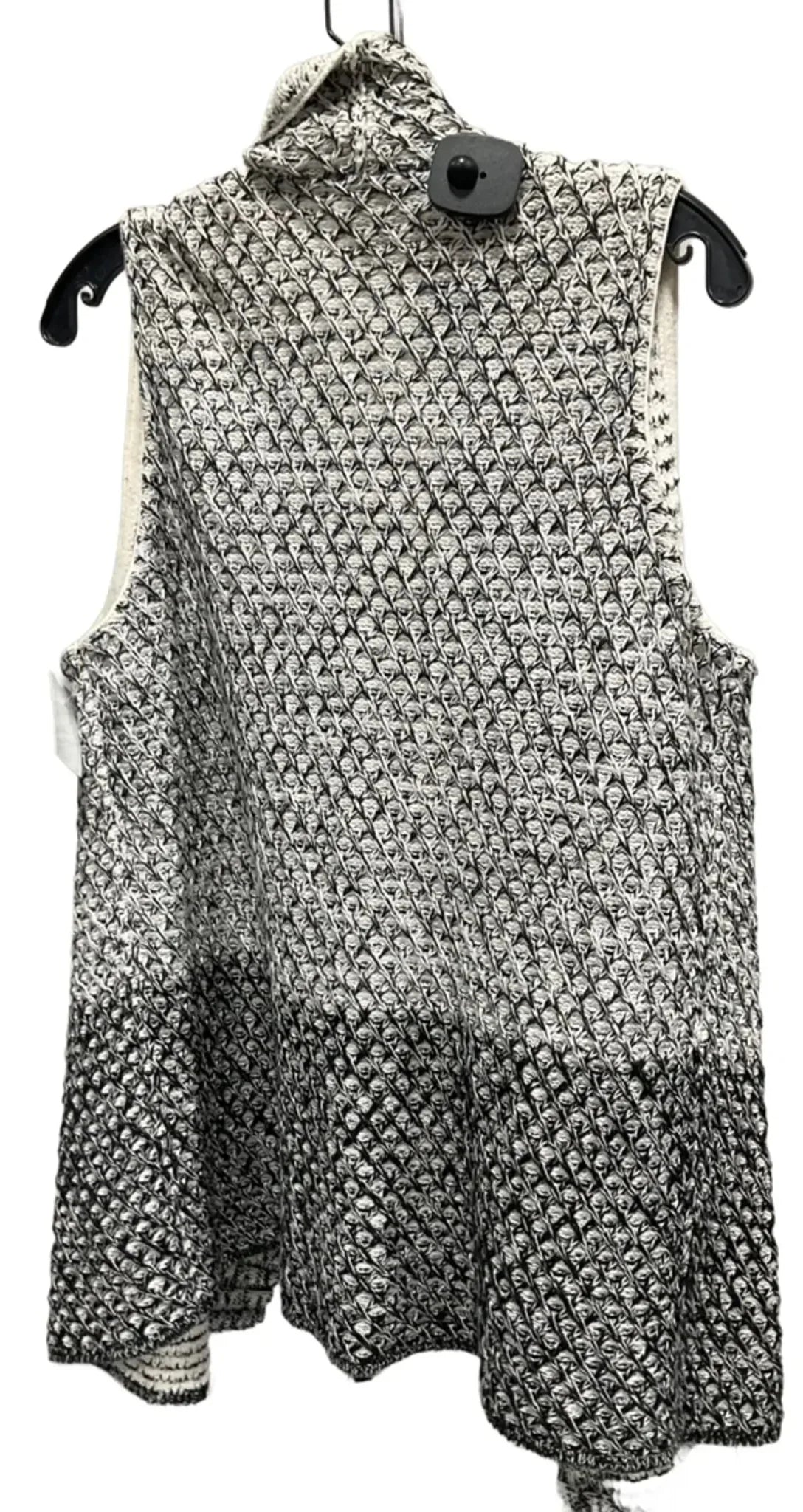 Vest Sweater By Chicos In Black & Cream, Size: L