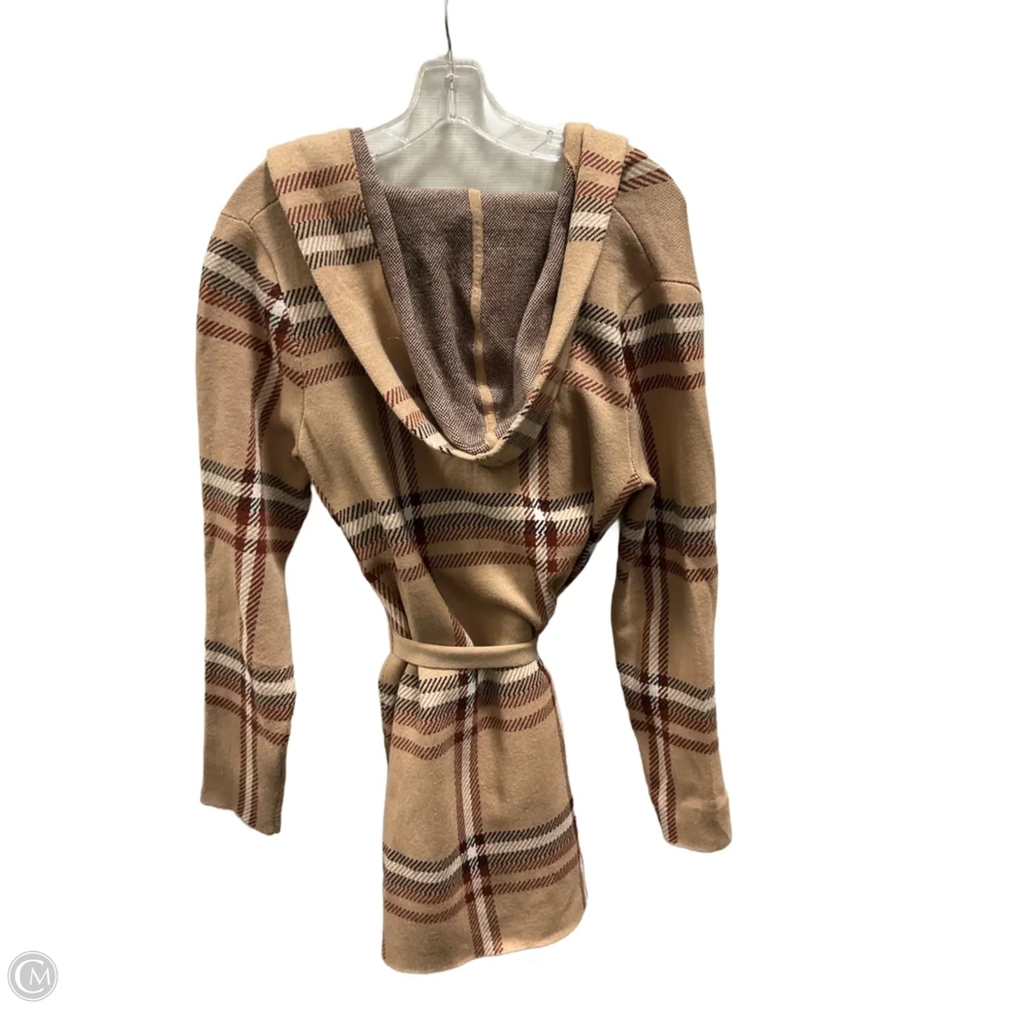 Sweater Cardigan By Tahari In Orange & Tan, Size: M