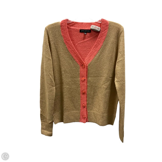 Sweater Cardigan By Clothes Mentor In Orange & Tan, Size: M