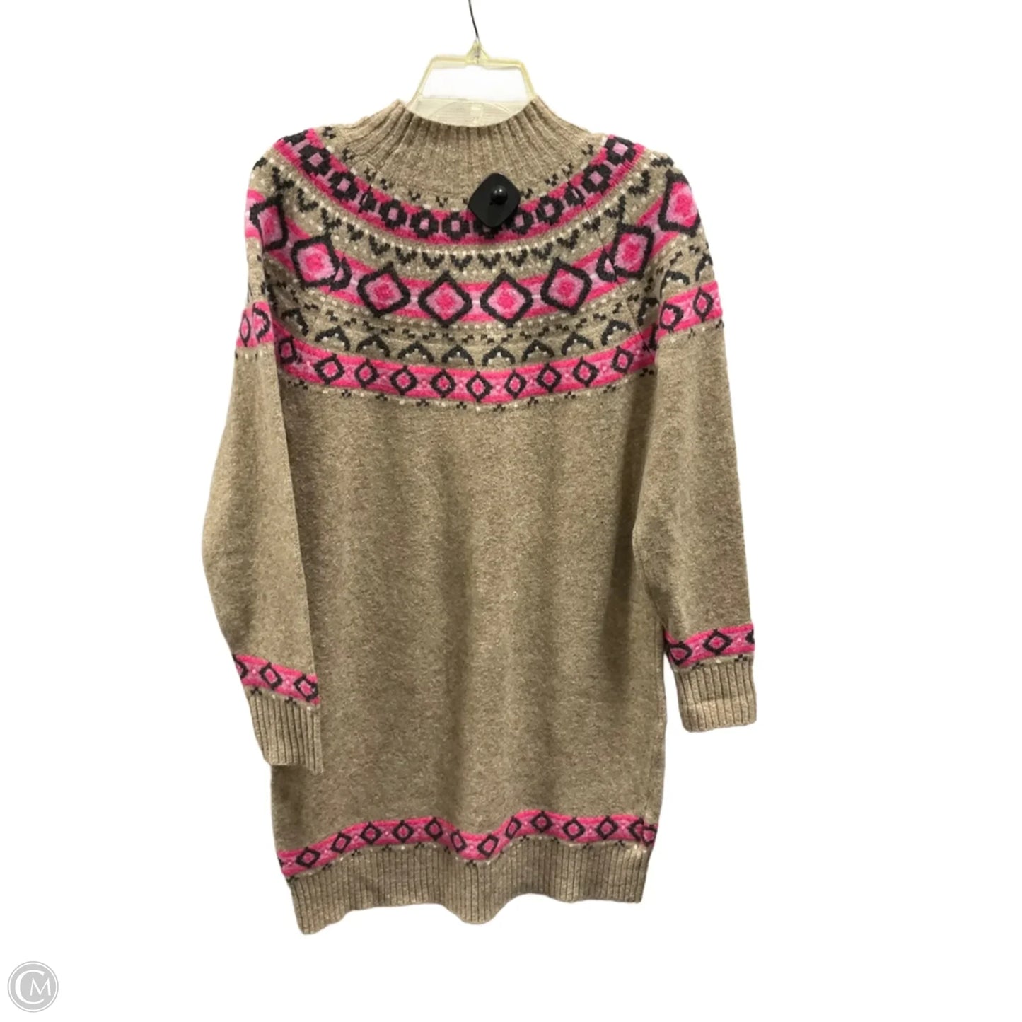 Dress Sweater By Loft In Pink & Tan, Size: M