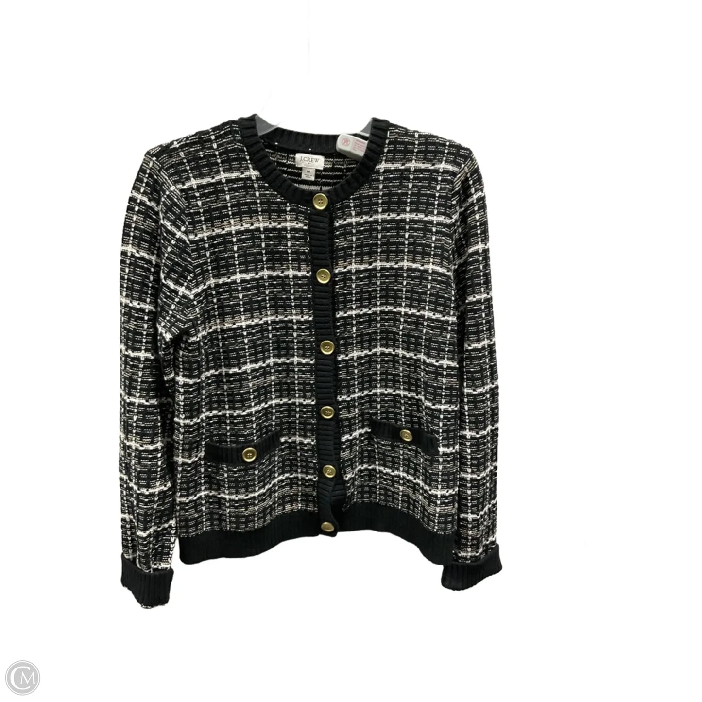 Sweater Cardigan By J. Crew In Black & White, Size: M