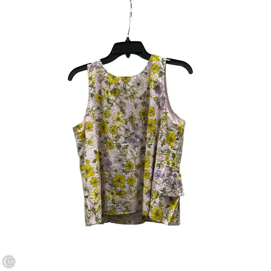 Top Sleeveless By Loft In Purple & Yellow, Size: M