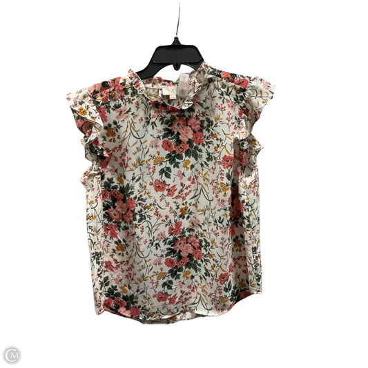 Top Sleeveless By Loft In Green & Pink, Size: M