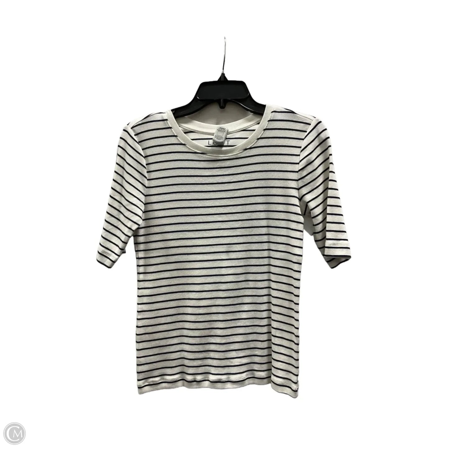 Top Short Sleeve By Loft In Striped Pattern, Size: M