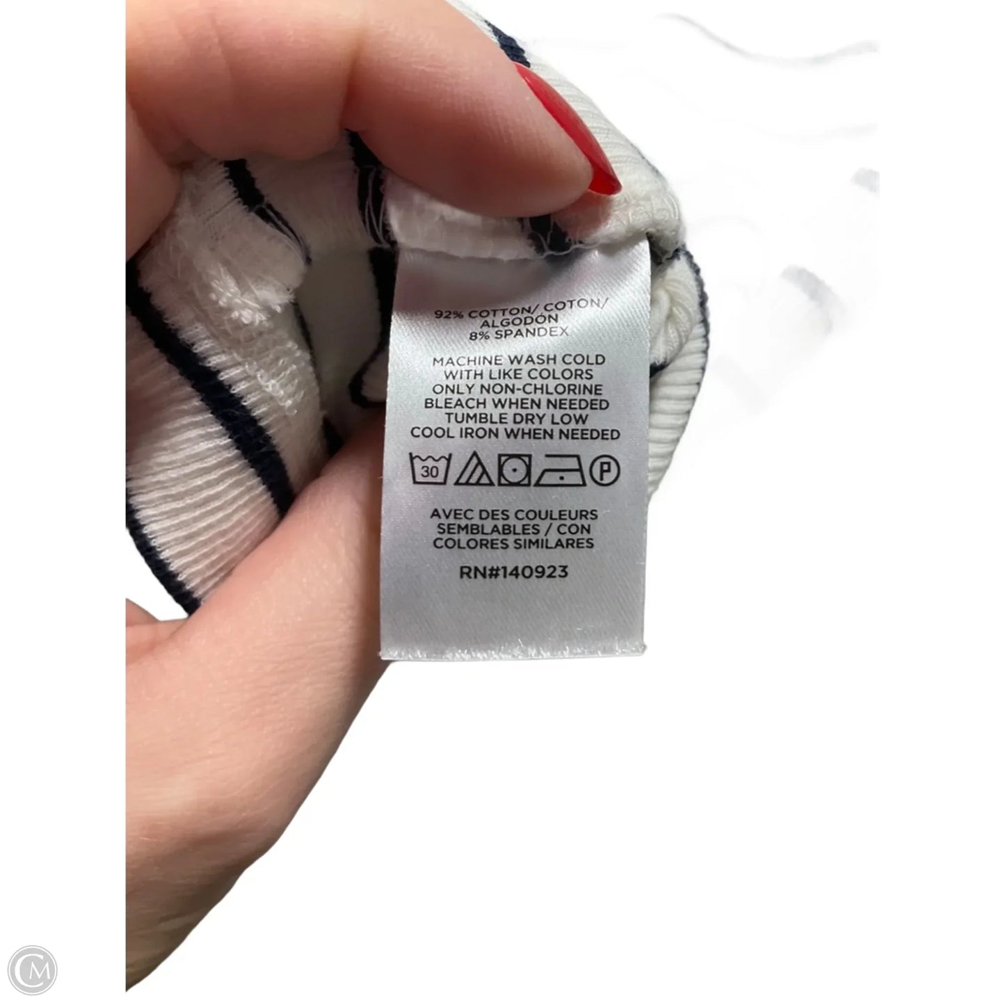 Top Short Sleeve By Loft In Striped Pattern, Size: M