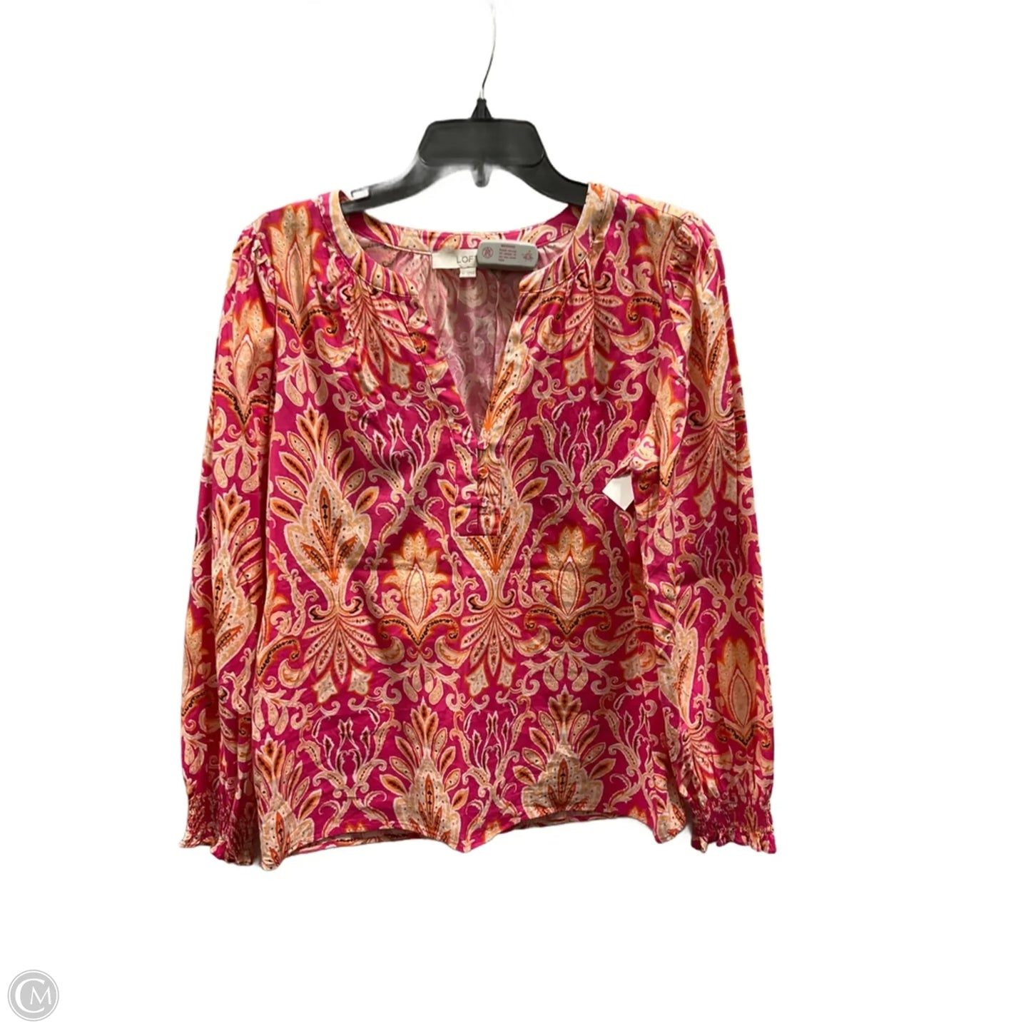 Top Long Sleeve By Loft In Orange & Pink, Size: M
