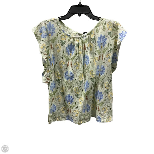 Top Short Sleeve By Loft In Green & Yellow, Size: M