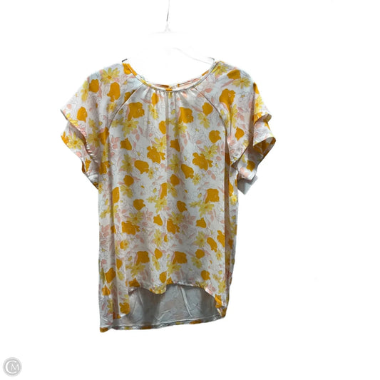 Top Short Sleeve By Loft In Orange & Pink, Size: M