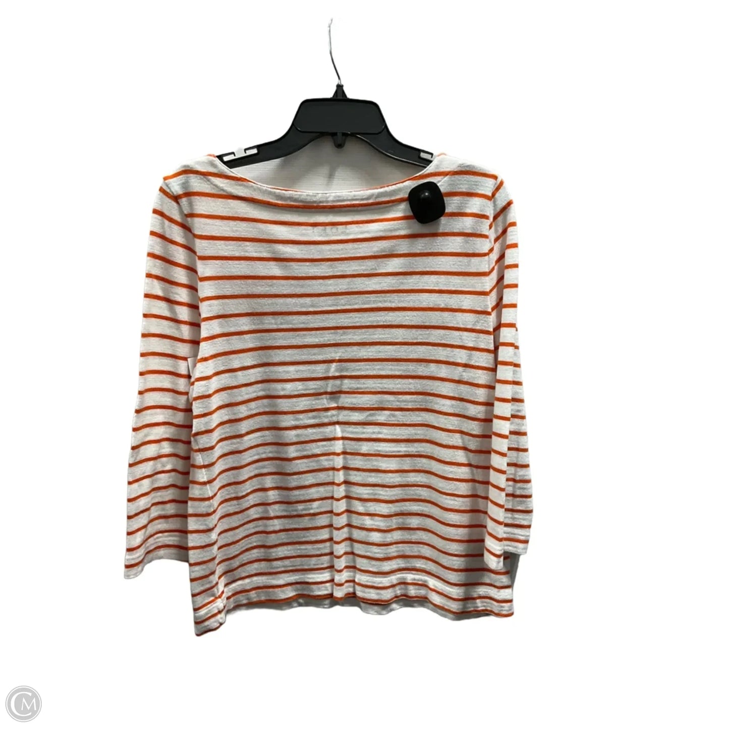 Top Long Sleeve By Loft In Orange & White, Size: M