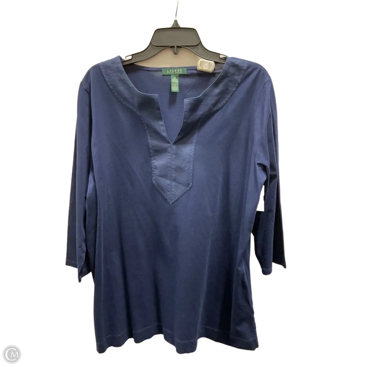 Top 3/4 Sleeve By Lauren By Ralph Lauren In Blue, Size: 2x