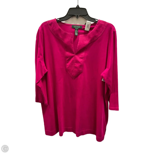 Top 3/4 Sleeve By Ralph Lauren In Pink, Size: 2x