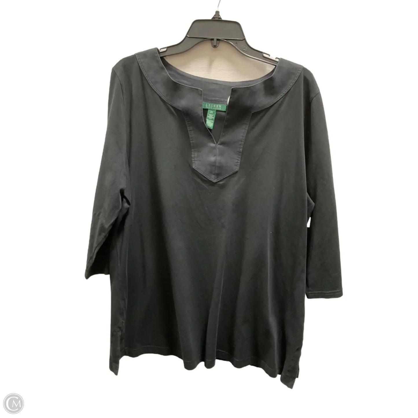 Top 3/4 Sleeve By Ralph Lauren In Black, Size: 2x