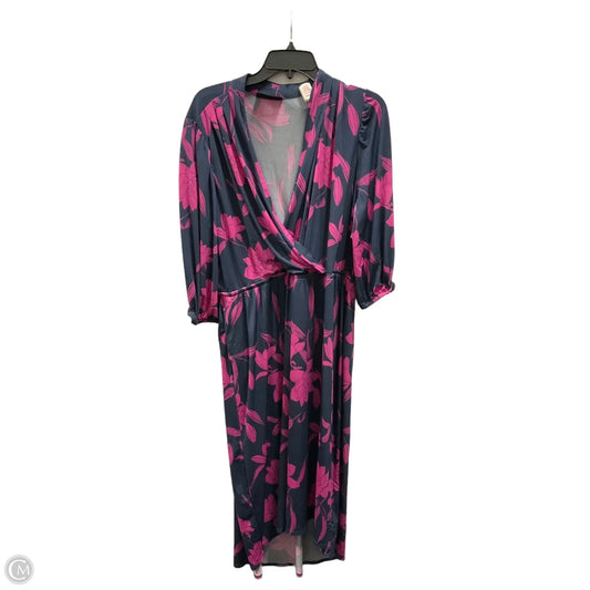 Dress Casual Midi By Lane Bryant In Blue & Pink, Size: 2x