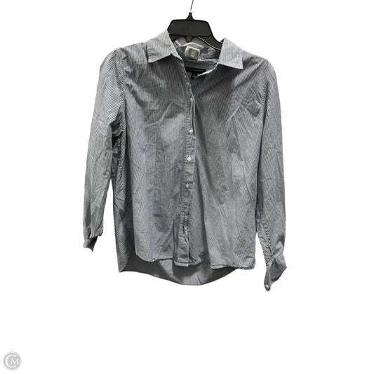Blouse Long Sleeve By Banana Republic In Grey & White, Size: M