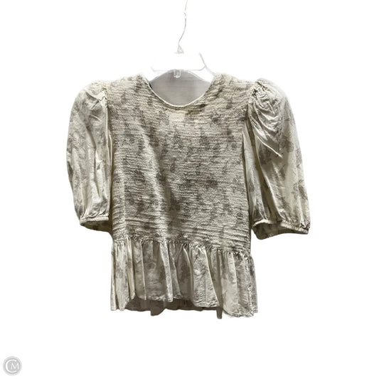 Top Short Sleeve By Express In Cream & Grey, Size: M