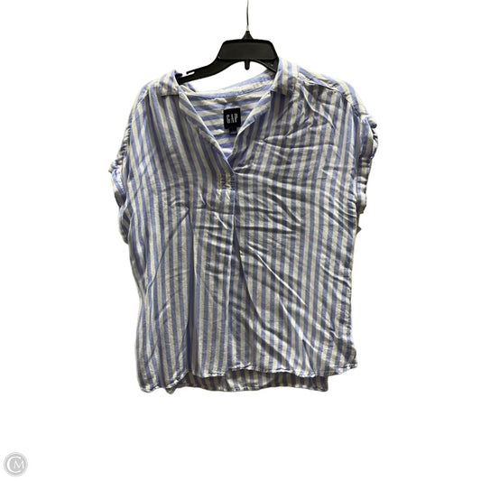 Top Short Sleeve By Gap In Blue & White, Size: L