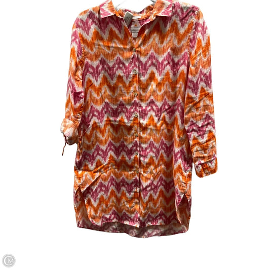 Dress Casual Midi By Chicos In Orange & Pink, Size: 6