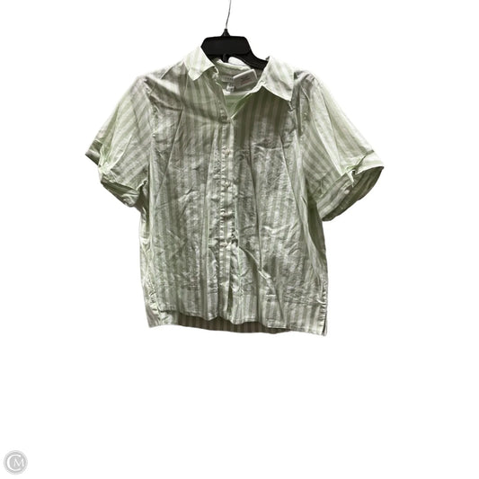 Top Short Sleeve By Top Shop In Green & White, Size: Xs