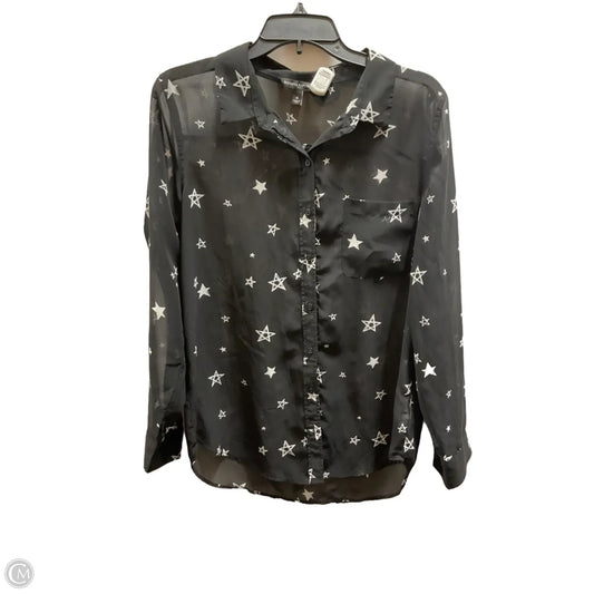 Blouse Long Sleeve By Banana Republic In Black & White, Size: M