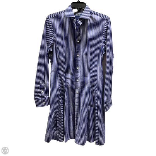 Dress Casual Midi By Polo Ralph Lauren In Blue & White, Size: 12