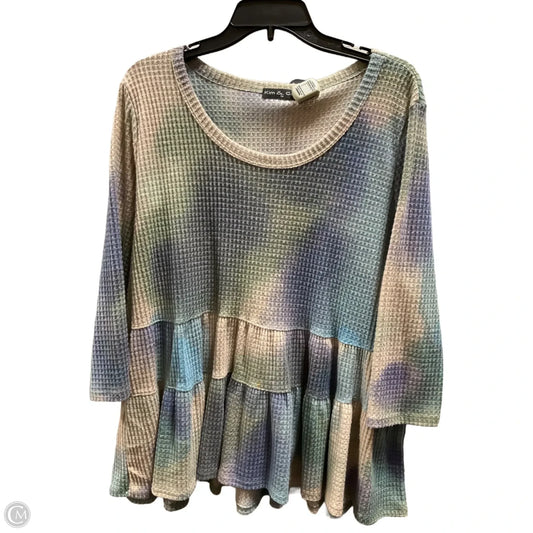 Top Long Sleeve By Kim & Cami In Green & Purple, Size: 1x