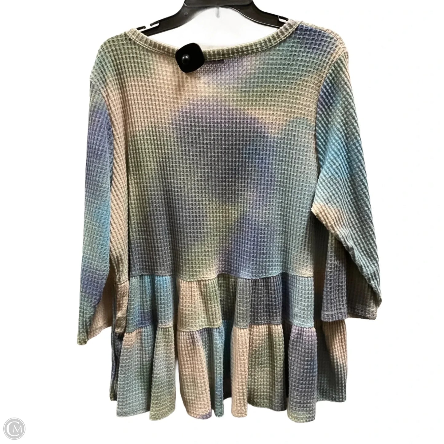 Top Long Sleeve By Kim & Cami In Green & Purple, Size: 1x