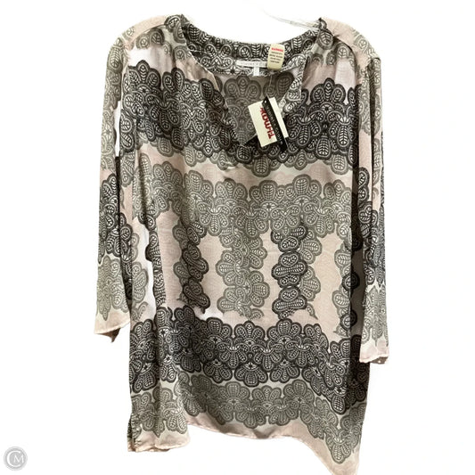 Top 3/4 Sleeve By Violet And Claire In Black & Pink, Size: 2x