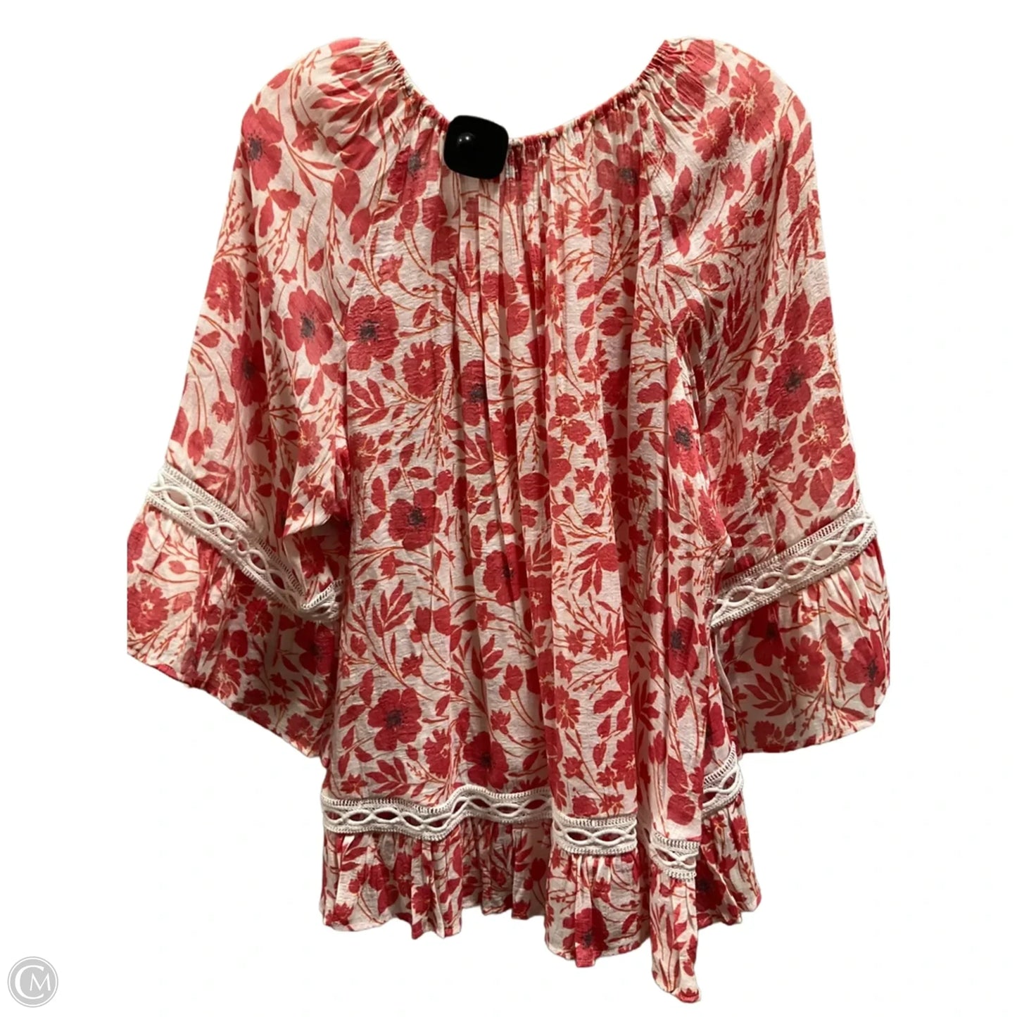 Top 3/4 Sleeve By Zac And Rachel In Red & White, Size: 2x