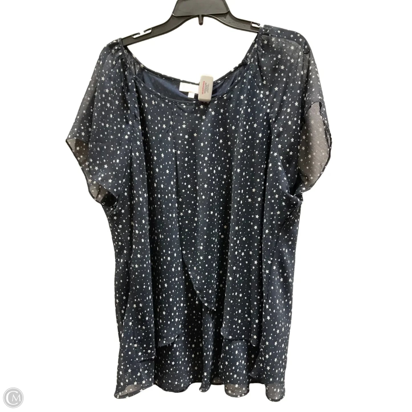 Top Short Sleeve By Clothes Mentor In Blue & White, Size: 3x