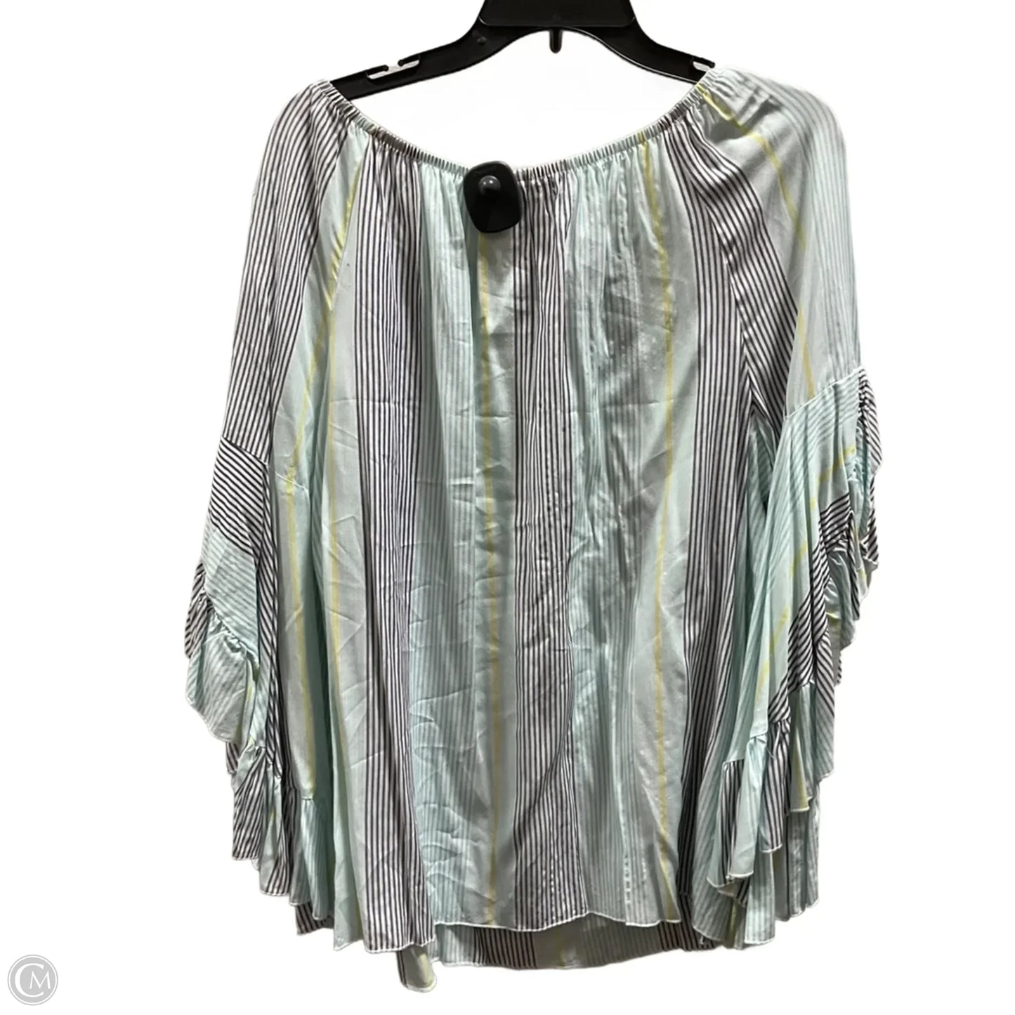 Top 3/4 Sleeve By Fever In Green & Yellow, Size: Xl
