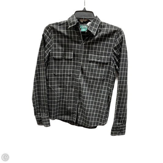 Blouse Long Sleeve By Lauren By Ralph Lauren In Black & White, Size: S