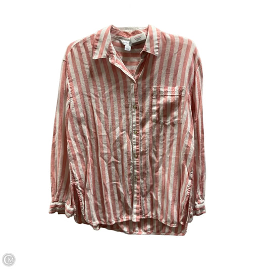 Blouse Long Sleeve By Old Navy In Red & White, Size: M