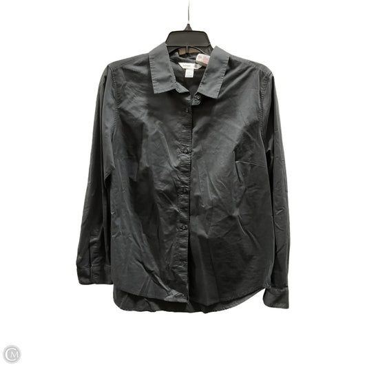 Blouse Long Sleeve By Old Navy In Grey, Size: L