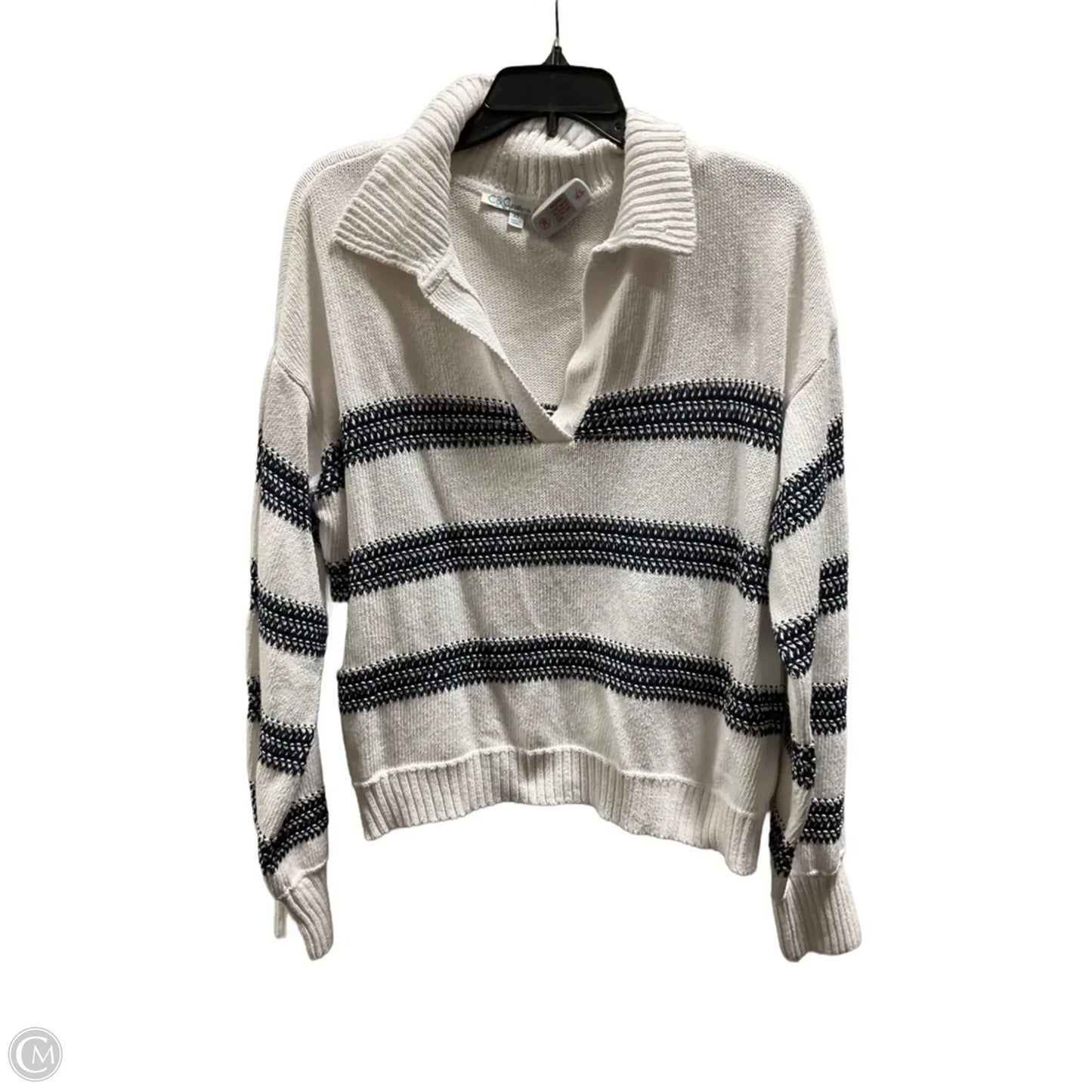 Top Long Sleeve By C And C In Blue & White, Size: Xl