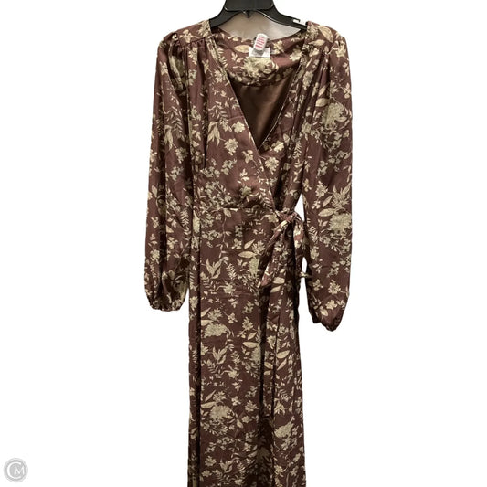 Dress Casual Maxi By Bluivy In Brown & Cream, Size: L