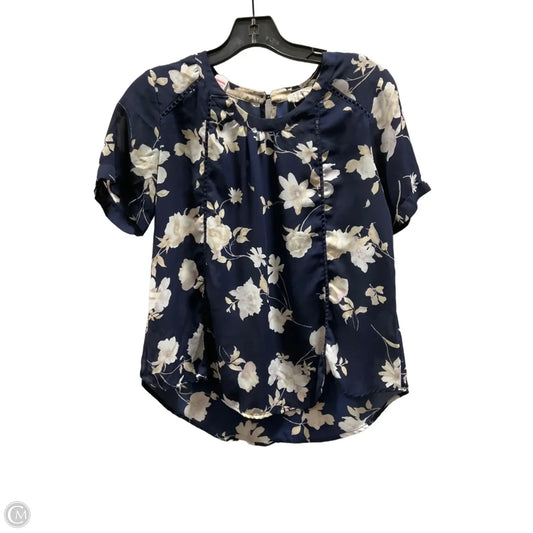 Top Short Sleeve By Sienna Sky In Blue & Cream, Size: S