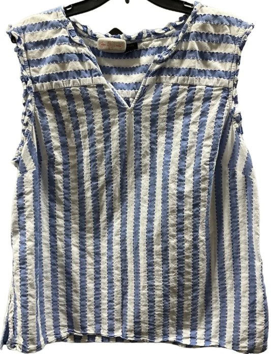 Top Sleeveless By Talbots In Blue & White, Size: 2x