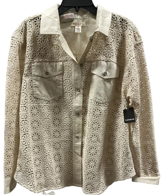 Jacket Shirt By Torrid In Cream, Size: L