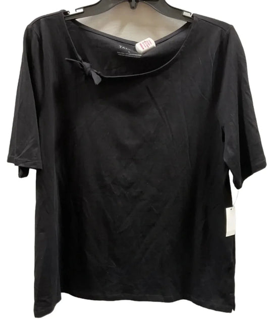 Top Short Sleeve Basic By Talbots In Black, Size: L