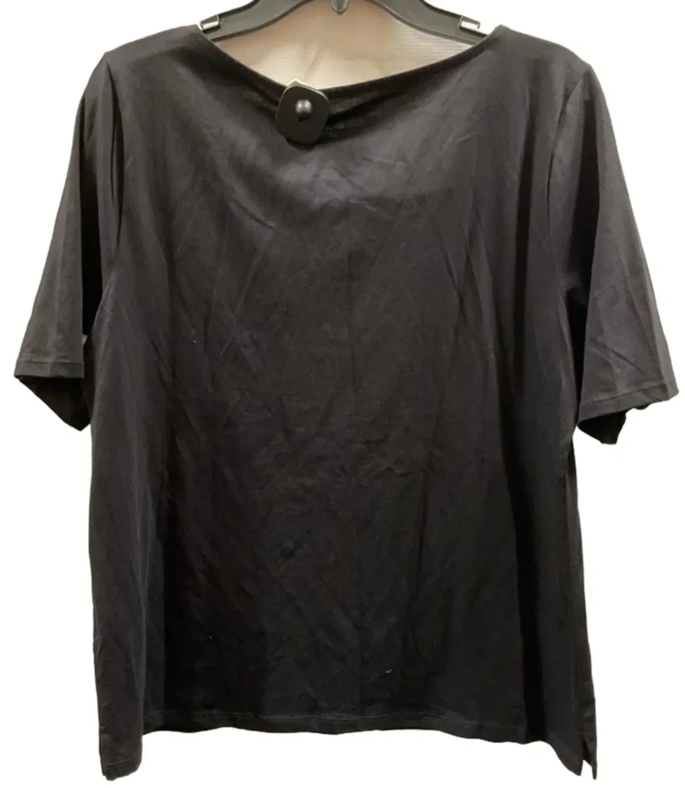 Top Short Sleeve Basic By Talbots In Black, Size: L