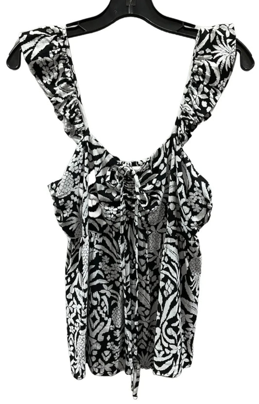 Top Sleeveless By Loft In Black & White, Size: S